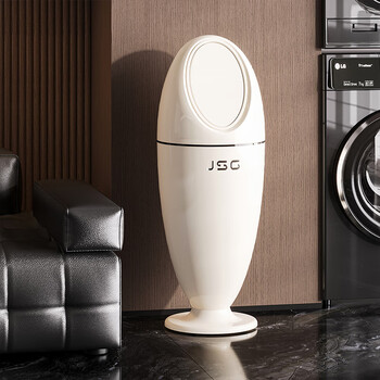 Beishan (beishan) trash can living room household internet celebrity new wastepaper basket large light luxury sanitary bucket with lid high-value floor-standing ornament pearl white floor-standing model-light luxury high-end