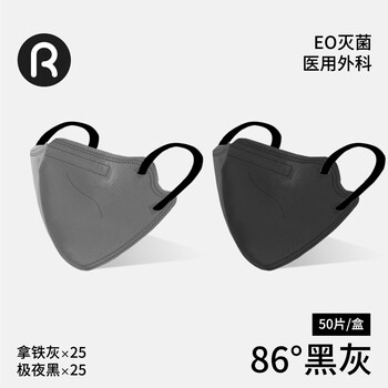 Runmi biotech 3d adult medical surgical mask sterilization grade high-looking value independently packaged warm 86 black gray