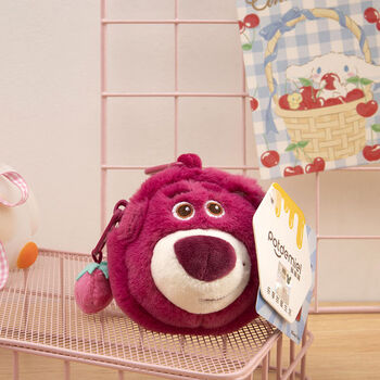 Genuine strawberry bear coin purse pendant honey jar cute card holder key bag headphone bag pendant school bag coin purse 8cm strawberry bear coin purse hwbd2601 small headphone bag-2