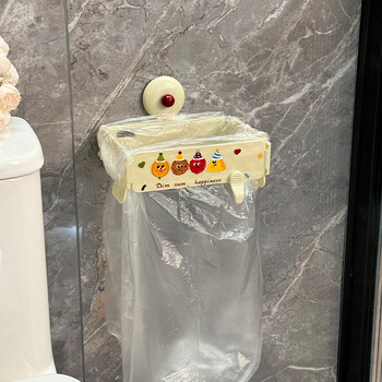 Foldable cute garbage rack bathroom trash can wall-mounted punch-free kitchen multi-functional storage suction cup milk white upgraded villain sticker type 丨 1 pack 丨 suction cup installation folding storage