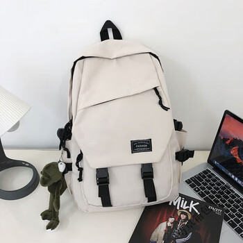 Ye yu backpack is simple and versatile, computer large-capacity travel backpack, middle school and high school college student school bag, good-looking, white large size, single bag without pendants