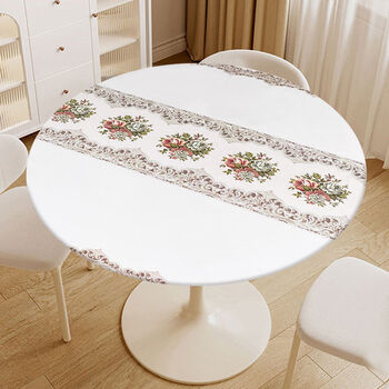 Fantasy round table cover, all-inclusive non-slip round tablecloth, waterproof and oil-proof, no-wash turntable cover, refurbished home elastic band style, ziweihuakai, diameter 60cm round