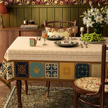 Fantasy tablecloth, no-wash tablecloth, coffee table cloth, stuffed with ancient music, waterproof and oil-proof, wipe clean. please contact customer service for customized sizes.