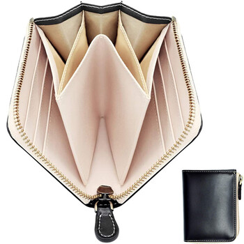 Other/other japanese original order new women's waxed cowhide short zipper wallet student genuine leather men's simple coin purse large surface black + inner beige