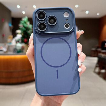 Si huanke is suitable for apple 17promax mobile phone case iphone17promax magnetic wireless charging skin-like frosted iphone17promax magnetic case-double spelled blue