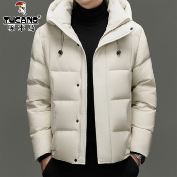 Woodpecker men's short down jacket winter new national standard 90 duck down fashion casual thickened hooded cold warm jacket men rr-yr8810 beige m 170/92a