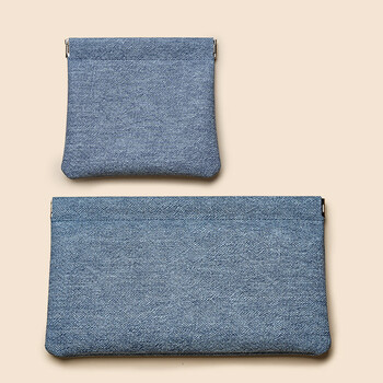 Hazest wallet women's 2025 new simple soft leather cash storage bag long version wallet clip large banknote storage small coin purse dark blue - small + large