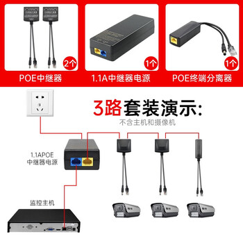 Haode poe repeater network surveillance camera ap signal power supply integrated transmitter switch one-line non-standard 3-way poe repeater