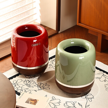 Zunmos trash can living room household with lid medieval style kitchen bedroom bathroom large capacity high-looking removable paper basket medieval style trash can green 16l