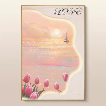 Yusenyi scandinavian cream style floral living room decorative painting simple modern sofa background wall hanging 2 brilliant gold aluminum alloy brushed frame giclee 100x150