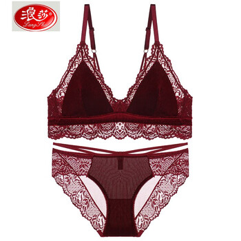Langsha (langsha) red underwear for beauties in their zodiac year, push-up small bra, no wires, sexy lace wedding bra set, red set 80d (160) 36/80, weight 105-120 pounds