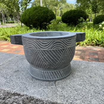 He jiagong stone garlic masher old-fashioned stone mortar household glutinous rice cake stirrer stone mortar large garlic mortar style 4 style 3 outer diameter 25 inner diameter 18 cm (hammer head + wooden stick