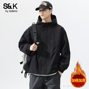 Baleno s&k series 2025 new american warm workwear cotton jacket autumn and winter men's hooded cotton and thickened 7022 black jacket cotton and thickened l