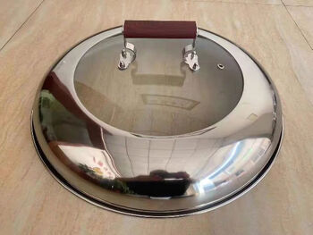 Glass combination cover ground pot chicken iron pot stew visible lid steam pot lid wooden handle pot lid single shot 46cm wooden handle combination lid