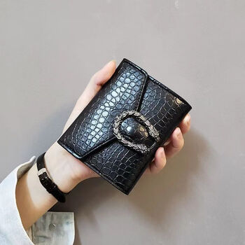 New wallet with ancient style and chinese elements, short coin purse for junior high school students, small wallet, simple multi-functional large-capacity card holder, black