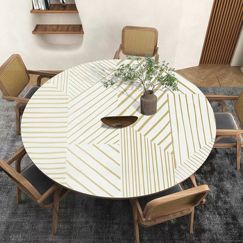 Yusenyi wabi-sabi style round tablecloth waterproof, oil-proof, anti-scalding, no-wash dining table mat, leather table mat, coffee table tablecloth mat, round dream travel, diameter 115cm