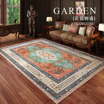 Retro american carpet living room light luxury no-wash wipeable sofa coffee table floor mat bedroom room bedside blanket tm11 200cm*300cm