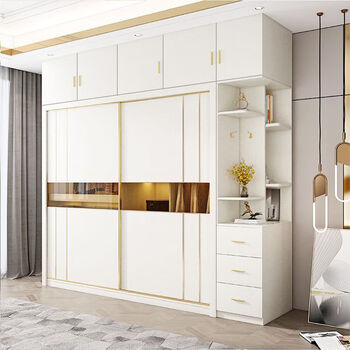 Pure solid wood wardrobe sliding door bedroom household sliding door fir wardrobe 2025 new wardrobe paint-free customization e0 level 1.2 meters single wardrobe thickened back panel 2 doors-3 doors