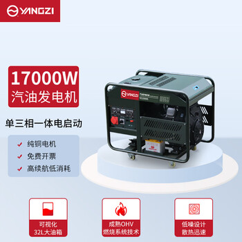 Yangzi (yangzi) yangzi gasoline generator 220v household small diesel car 380v three-phase outdoor portable camping gasoline 17kw single three-phase electric start