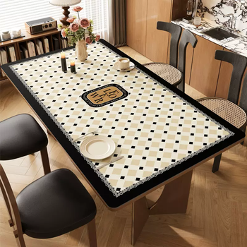 Yusenyi table mat is oil-proof and waterproof, no-wash tablecloth, anti-scalding, heat-insulating and high-temperature-resistant table mat, high-end rectangular tea, silicone woven pattern 80x80cm, non-slip fit, soft and compliant