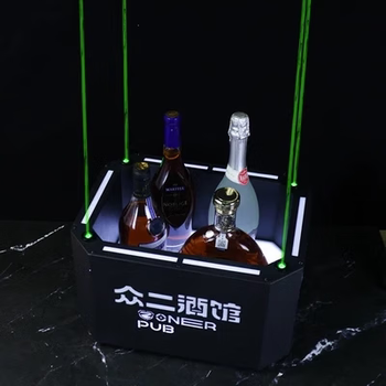 Fantasy bar luminous beer frame luminous ice bucket ice pattern anti-fall champagne bucket 24 pack wine frame ice granules laser wine frame