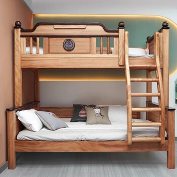 Zhaoxuan children's bunk bed, simple american-style high and low bunk bed, storage for children, all solid wood bunk bunk bed, two-tier bed for children's room, package a, high and low bed (including mattress), delivery to home, installation package 1500mm*2000mm
