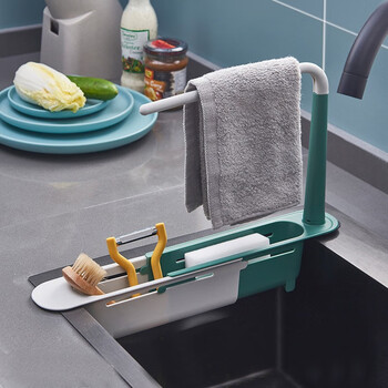 Wuji kitchen storage sink storage rack telescopic drain rack drain basket rag organizer