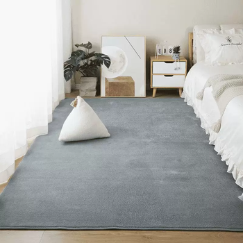 Yusenyi carpet bedroom bedside blanket for sleeping and sitting girls living room tatami floor mat thick short pile room home use silver gray 50160cm