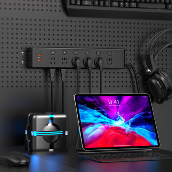 Lianggong hole board pdu track socket dining cabinet row plug kitchen living room plug row wiring line board lightning protection sub-control 6+6 positions 1.5 square meters 1.8 meters 10a plug