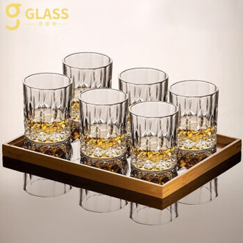 Crystal glass whiskey glass set for home use with beer glasses roman style 290ml 6 pieces + tray