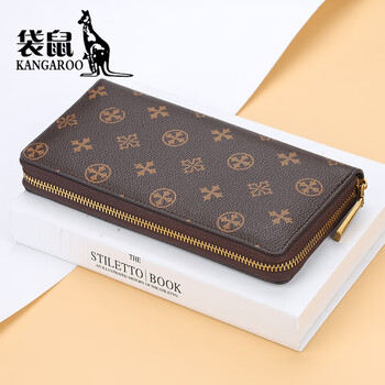 Kangaroo (kangaroo) brand luxury women's wallet 2025 new style long wallet multi-function zipper large capacity hand card holder n5566 brown
