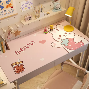 Yusenyi desk mat children's learning surface protection special girls desk desk computer oil-proof and waterproof student tablecloth 201 strawberry white rabbit 30x60cm