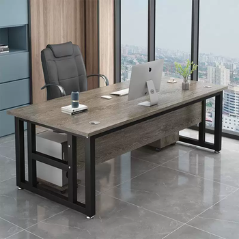 Yusenyi writing desktop boss desk workstation president manager computer desk desk study desk wooden office single table (thickened 16mm-40mm bold bracket) gray oak-black frame 120x80x75cm