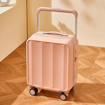 Boarding suitcase 18-inch front opening men's and women's trolley case 20-inch mini small password suitcase multi-functional cherry blossom pink balanced wide trolley + cup holder + usb 18 inches