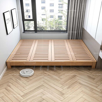 Shantou lincun (sam's same style) medieval style bed all solid wood tatami headless beech wood row frame small apartment children can be customized standard version + 23cm independent bagged latex mattress package installation 2000mm*2000mm bed frame 40cm height