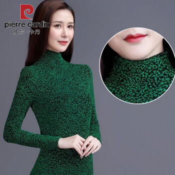 Pierre cardin high collar plus velvet thickened warm elastic bottoming shirt middle-aged mom autumn and winter long-sleeved inner t-shirt for women no. 48 starry spring and autumn thin section m 80-90 jin