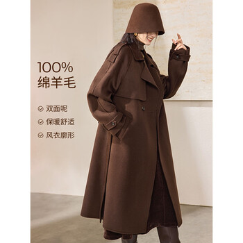 Mohan yimei 100 sheep wool double-sided woolen coat 2025 winter smart light commuting temperament windbreaker style coat