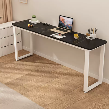 Yusen yi rock type table modern blackboard writing wall long table bedroom hotel narrow table writing student study hotel 4-(12mm thickened rock plate) lauren black gold panel-white frame 120x50x75cm