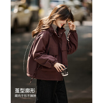 Shangjing jacket women's 25th winter new women's clothing loose and comfortable outdoor windproof padded warm workwear hooded short jacket top