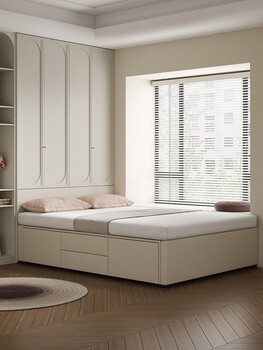 Xiaomi sunshine all solid wood bedside tatami bed frame bed frame small apartment single 1.2m second bedroom storage three drawer bed + (soft) velvet 5d mattress 1500mm*2000mm side-opening air pressure structure-beech wood frame frame