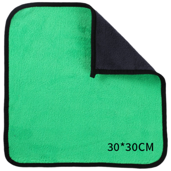 Pioneer coral velvet car wipes, car wash towels, fiber rags, thickened, absorbent, two-color, double-sided car towels, gray green 800g/ 30*30cm (minimum order of 30 pieces)