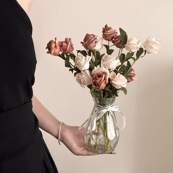 Mi ling ins style french romantic rose simulation flower dining table flower living room dry flower decoration high-value soft decoration shooting props random one flower (random not supported remarks