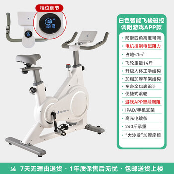 Electromagnetic control spinning bicycle for home use ultra-quiet sports bicycle indoor exercise bike rehabilitation training bicycle white intelligent shuttle magnetically controlled resistance adjustment game app model (rechargeable model)