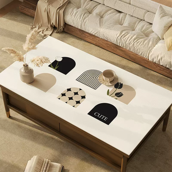 Yusenyi french retro coffee table mat, no-wash waterproof and oil-proof leather tablecloth, rectangular table mat tabletop, french style f 85cmx140cm (the ultimate choice of leather material)