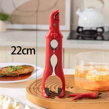 Yusenyi three-in-one anti-scalding bowl clamp, anti-slip clamp, kitchen clamp, dish clamp, steamed vegetable insulated tray clamp, bowl clamp, three-in-one genuine red (1 piece) bowl clamp, open lid