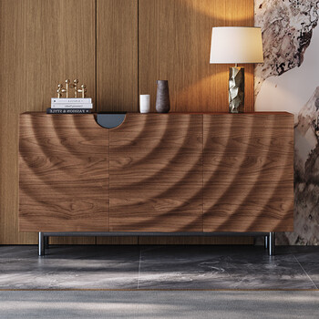 Jiaaishi all solid wood sideboard mid-century style walnut partition cabinet retro new chinese style villa living room storage cabinet entrance cabinet solid wood sideboard 1.5 meters