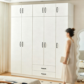 Munven steel double-door wardrobe home bedroom children's storage cabinet simple assembly large-capacity wardrobe for small apartment double-door wardrobe (double short coat style)