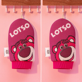 Peppa pig's strawberry bear bath towel, a household bathing artifact that does not hurt the skin, girls' back rub gloves, 2 pieces of rose red strawberry bear (strawberry bear bath towel)