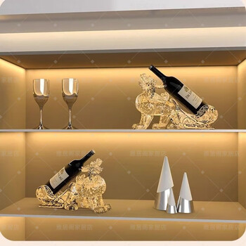 Jiaojing red wine ornaments, high-end pixiu wine rack ornaments, housewarming, new house wine cabinet, home accessories, light luxury, high-end living room, gold foil transparent lucky pixiu pair - only one pixiu pair