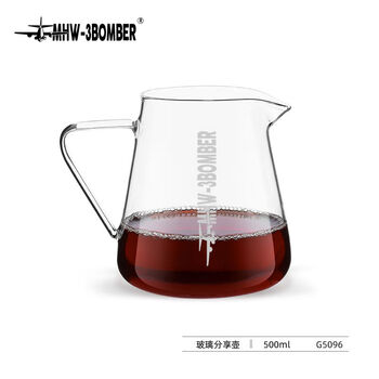 Bomber sharing pot 500ml hand-brewed coffee drip cloud glass heat-resistant kalita elf sharing pot 500ml white lettering
